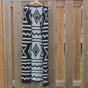 BEAUTIFUL PARKHURST Sleeveless Duster Coat Cardigan Open Front Flowy Faux Fur SM